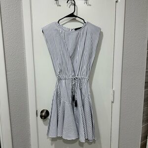AaKaa Dress with Shoulder Pads and Cinched Waist